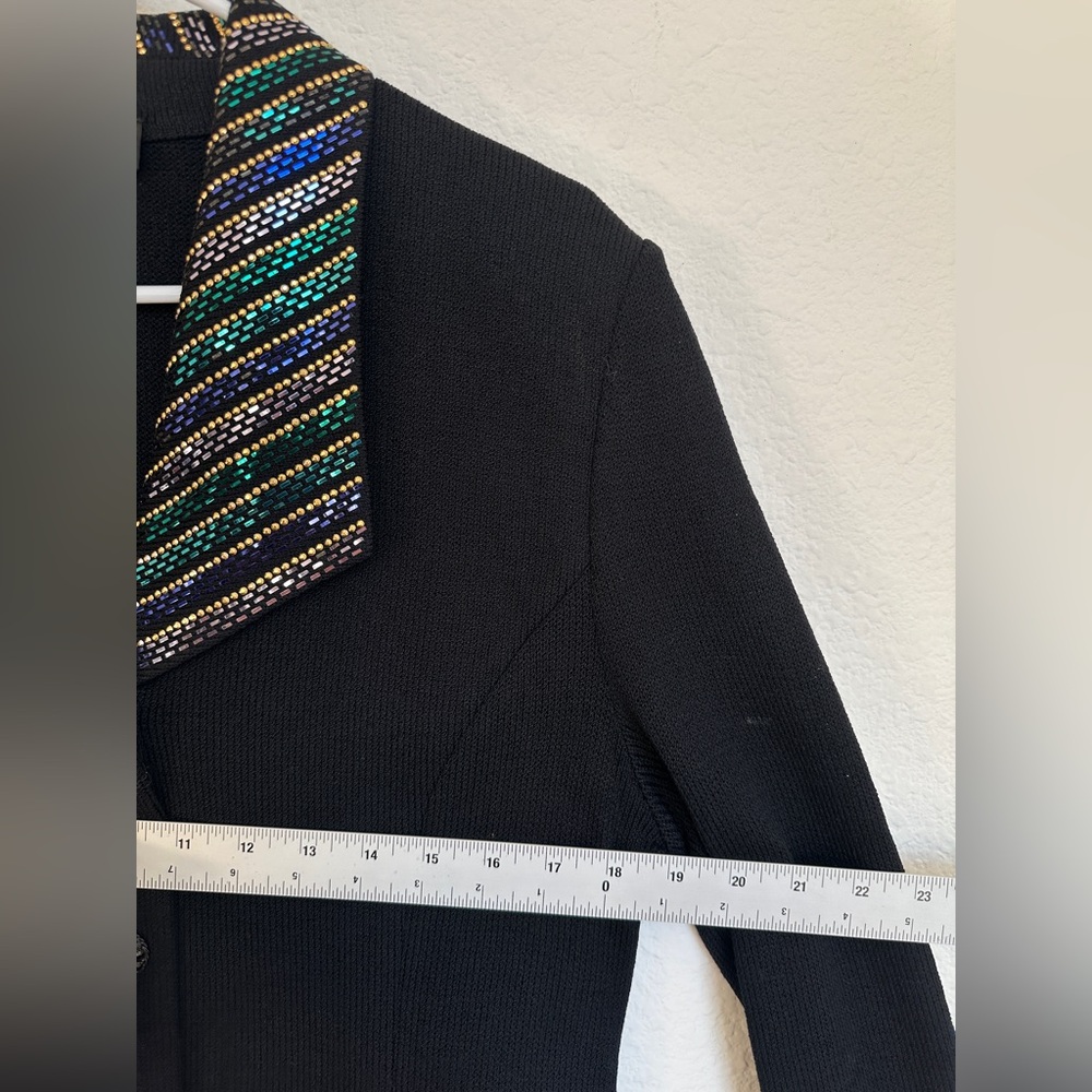 St John Evening Santana Knit jacket with silver Beading size 10 - Picture 10 of 12